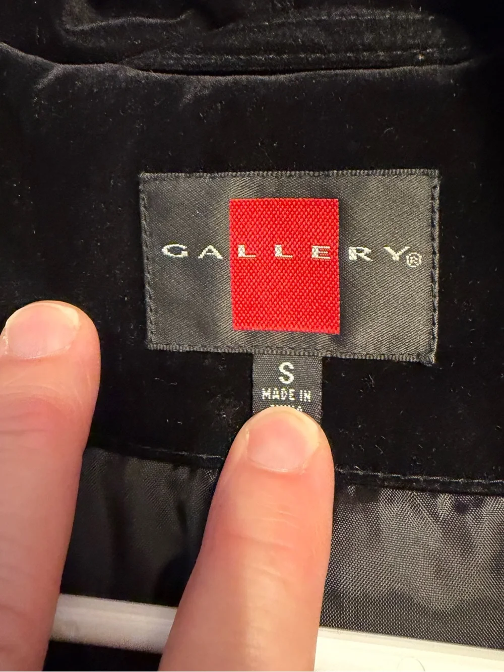 Gallery‎ Black Velvet Hooded Puffer Coat with Faux Fur Trim